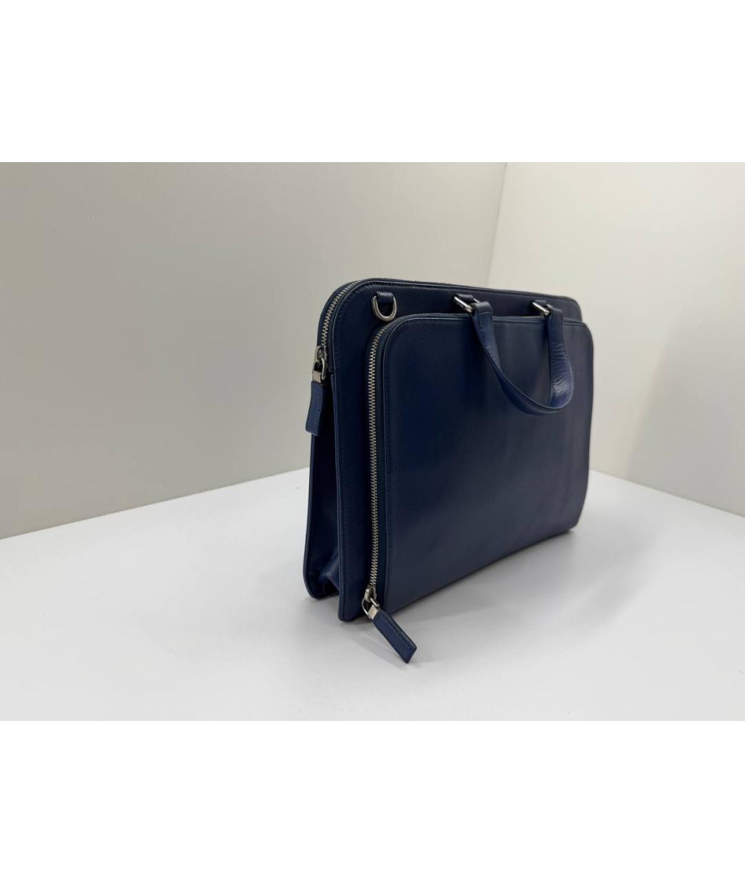 PRADA Синий кожаный портфель, фото 7