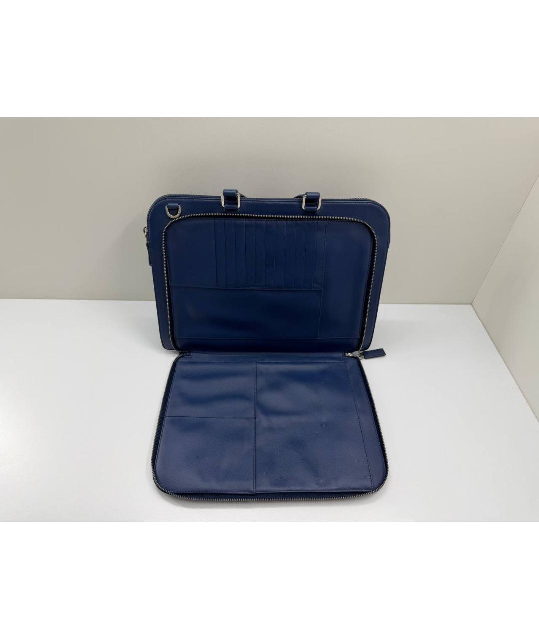 PRADA Синий кожаный портфель, фото 9