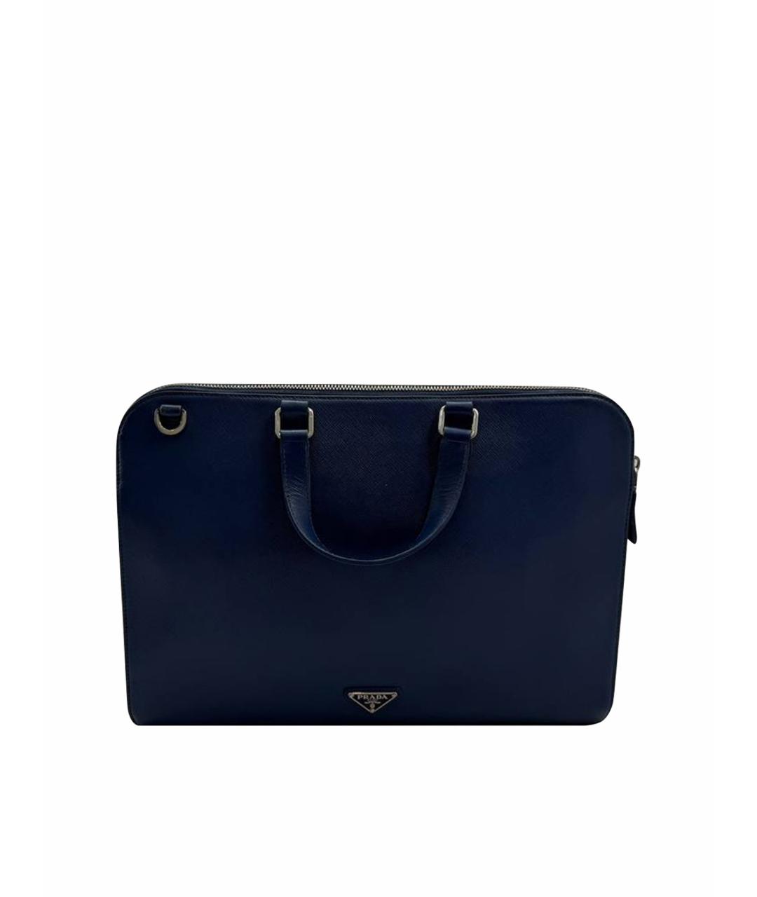 PRADA Синий кожаный портфель, фото 1
