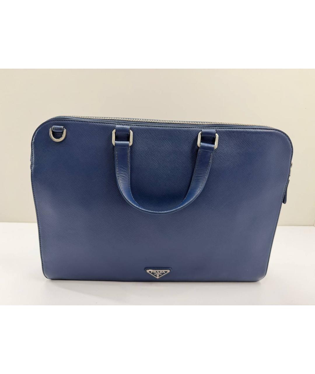 PRADA Синий кожаный портфель, фото 2