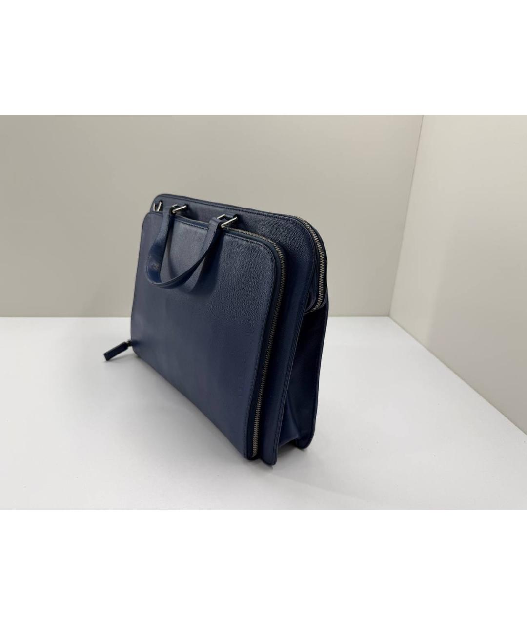 PRADA Синий кожаный портфель, фото 8