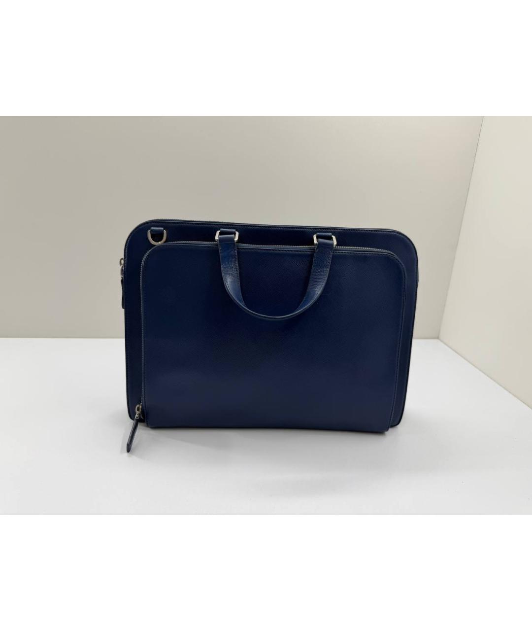 PRADA Синий кожаный портфель, фото 6