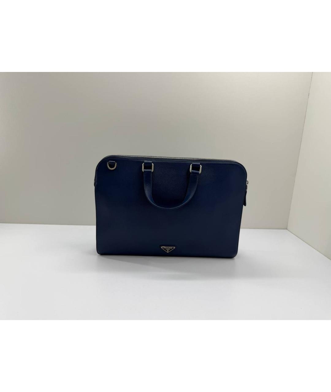 PRADA Синий кожаный портфель, фото 10