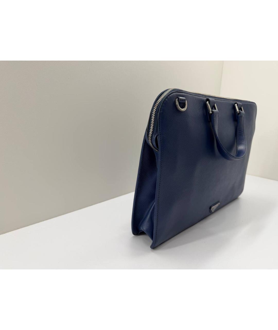 PRADA Синий кожаный портфель, фото 4