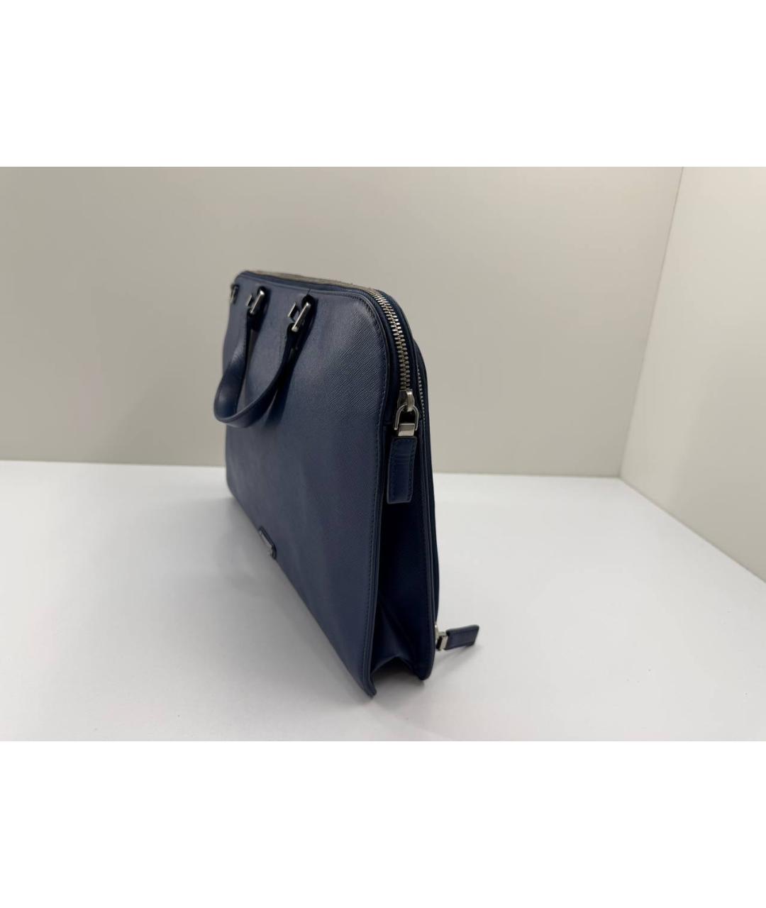 PRADA Синий кожаный портфель, фото 5