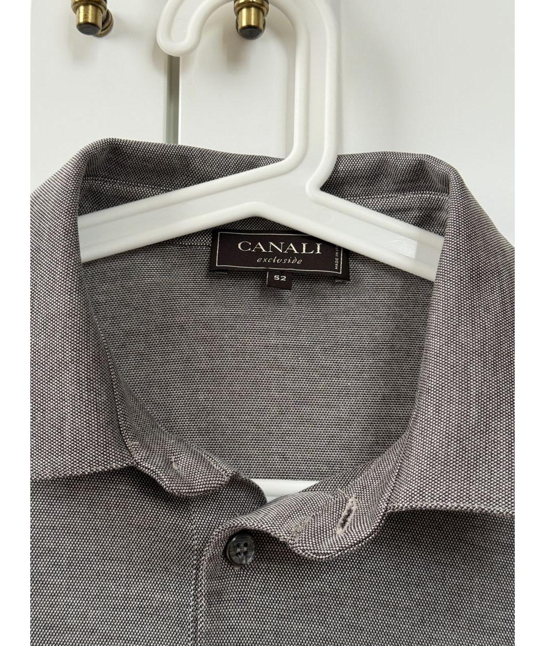 CANALI Антрацитовое хлопковое поло с коротким рукавом, фото 5