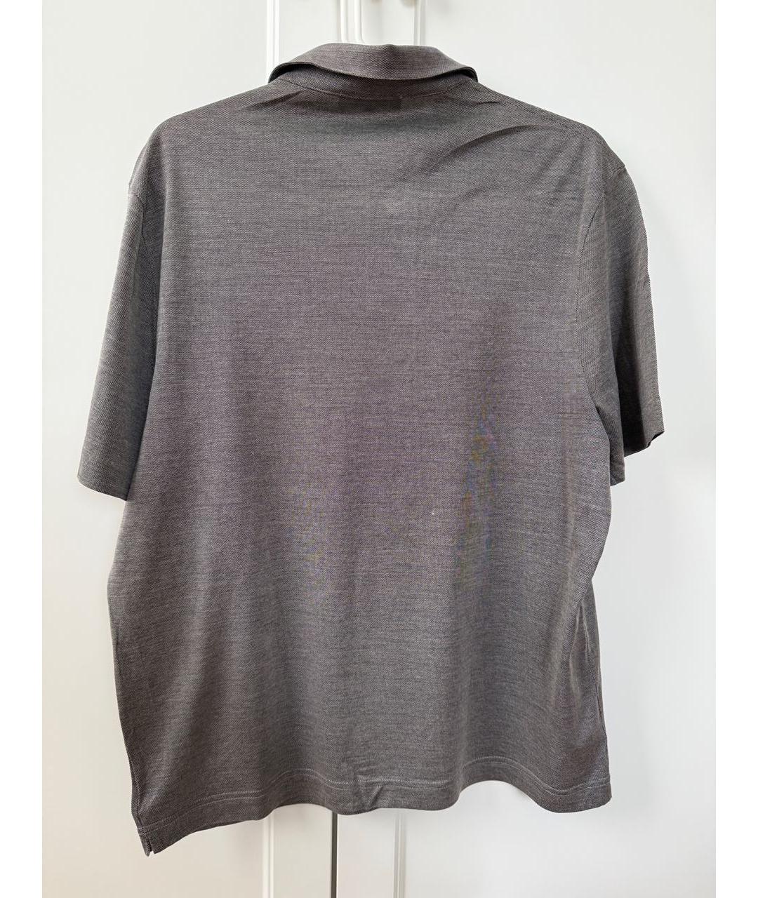 CANALI Антрацитовое хлопковое поло с коротким рукавом, фото 2