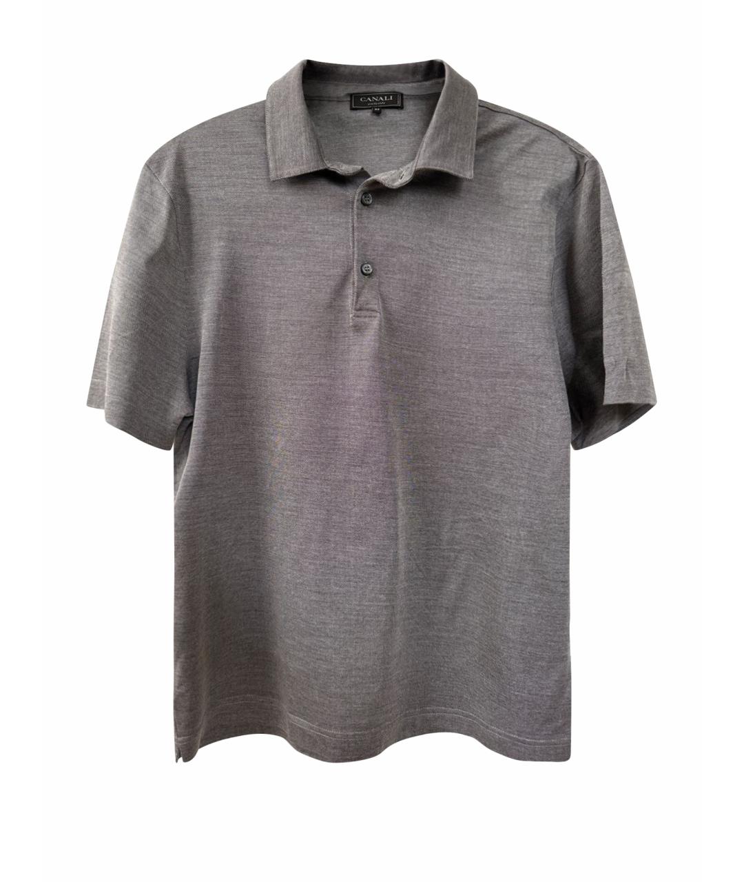 CANALI Антрацитовое хлопковое поло с коротким рукавом, фото 1
