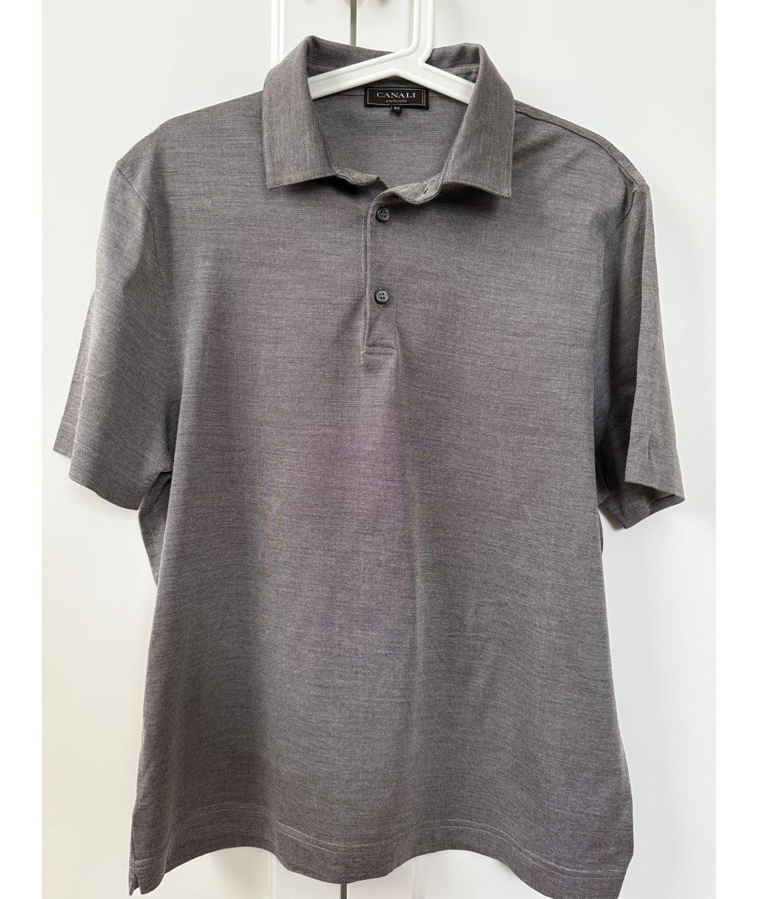 CANALI Антрацитовое хлопковое поло с коротким рукавом, фото 6
