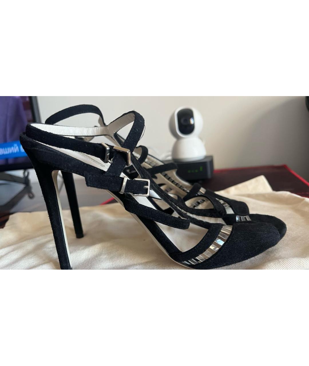 EMPORIO ARMANI Черные замшевые босоножки, фото 6