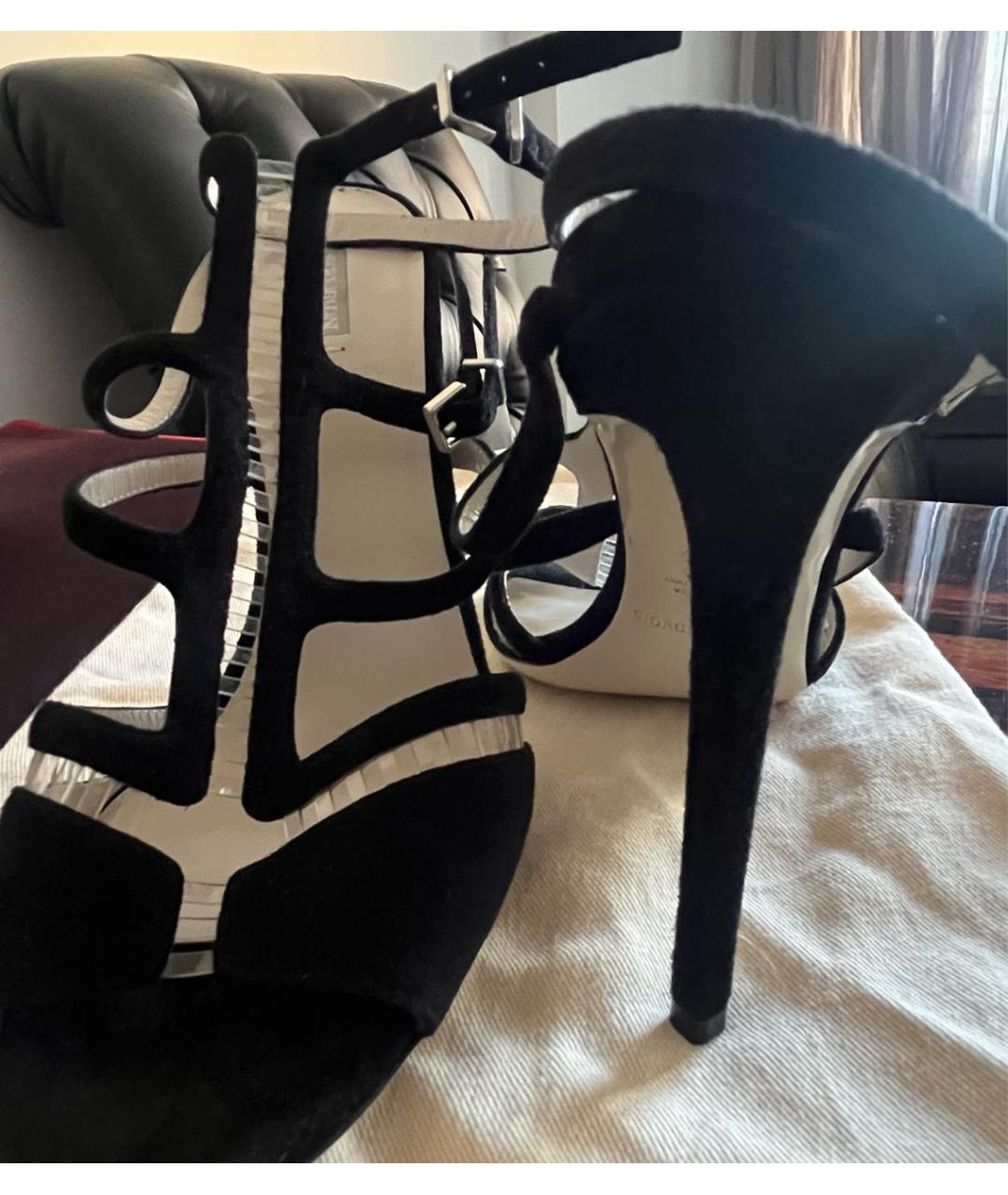 EMPORIO ARMANI Черные замшевые босоножки, фото 7