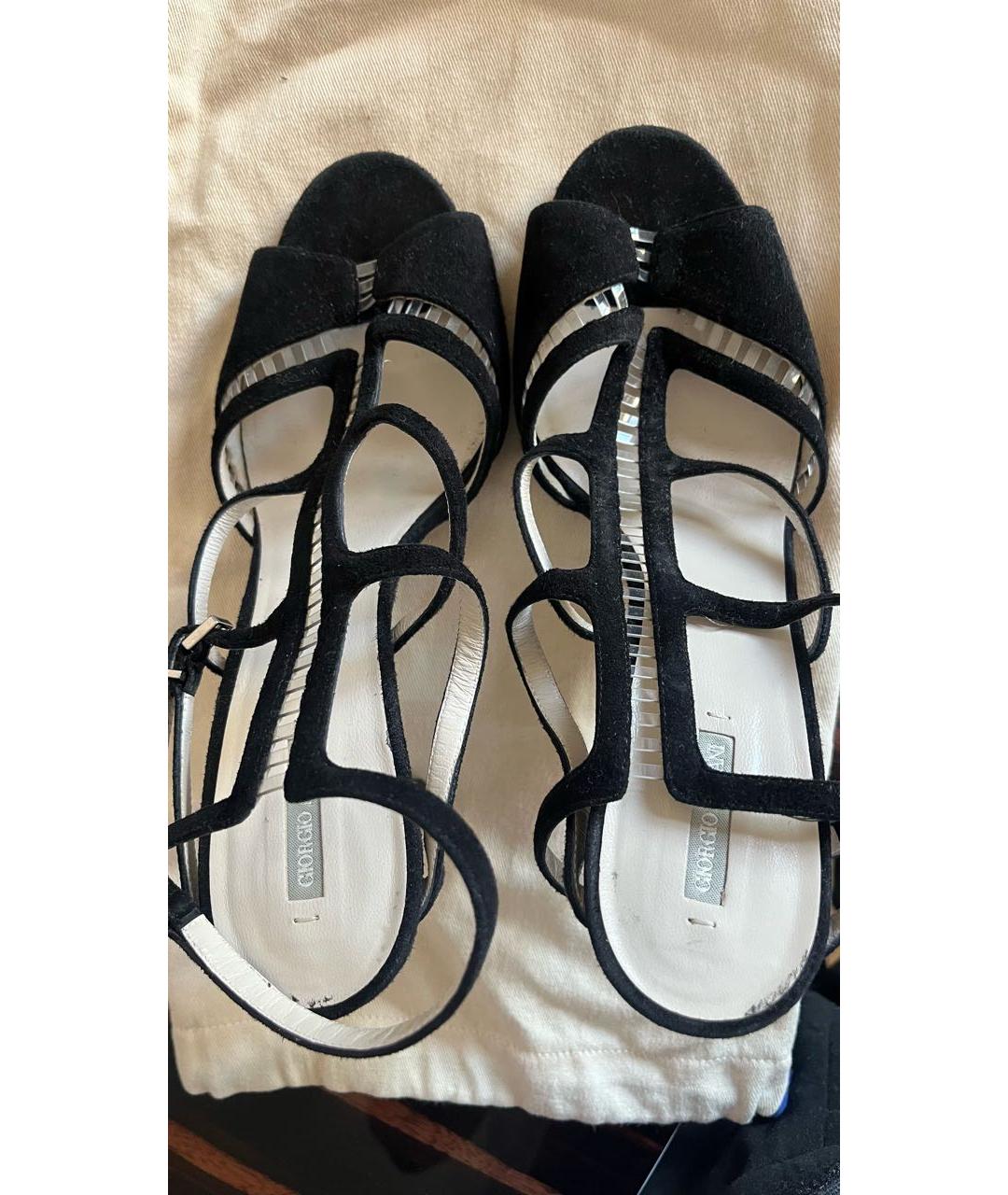 EMPORIO ARMANI Черные замшевые босоножки, фото 2