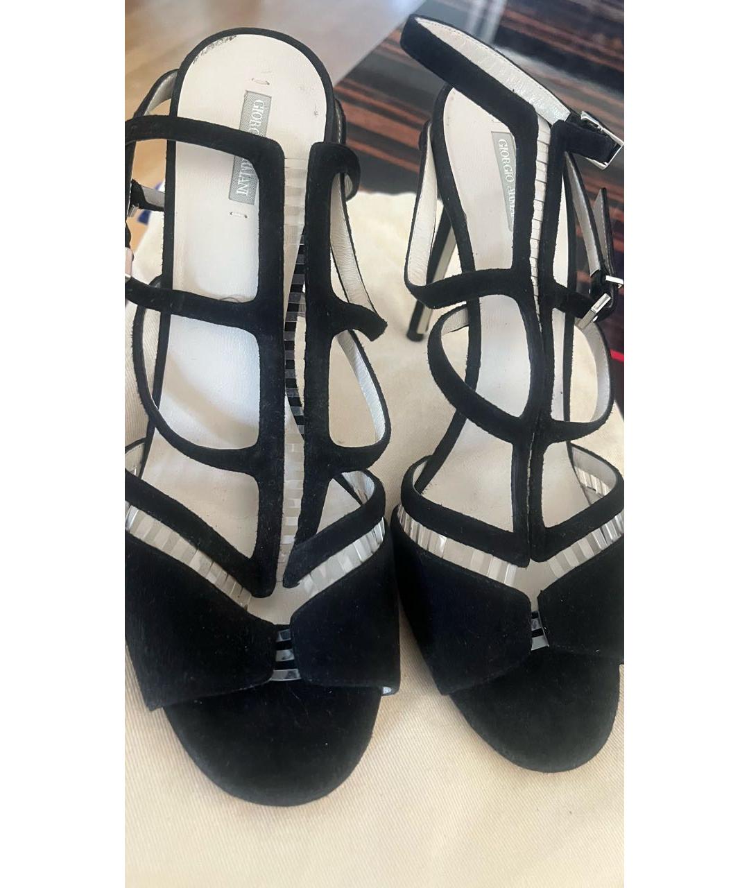 EMPORIO ARMANI Черные замшевые босоножки, фото 3