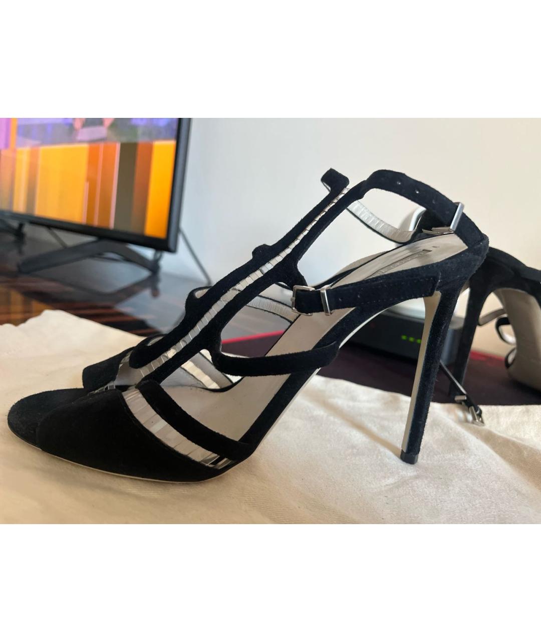 EMPORIO ARMANI Черные замшевые босоножки, фото 9