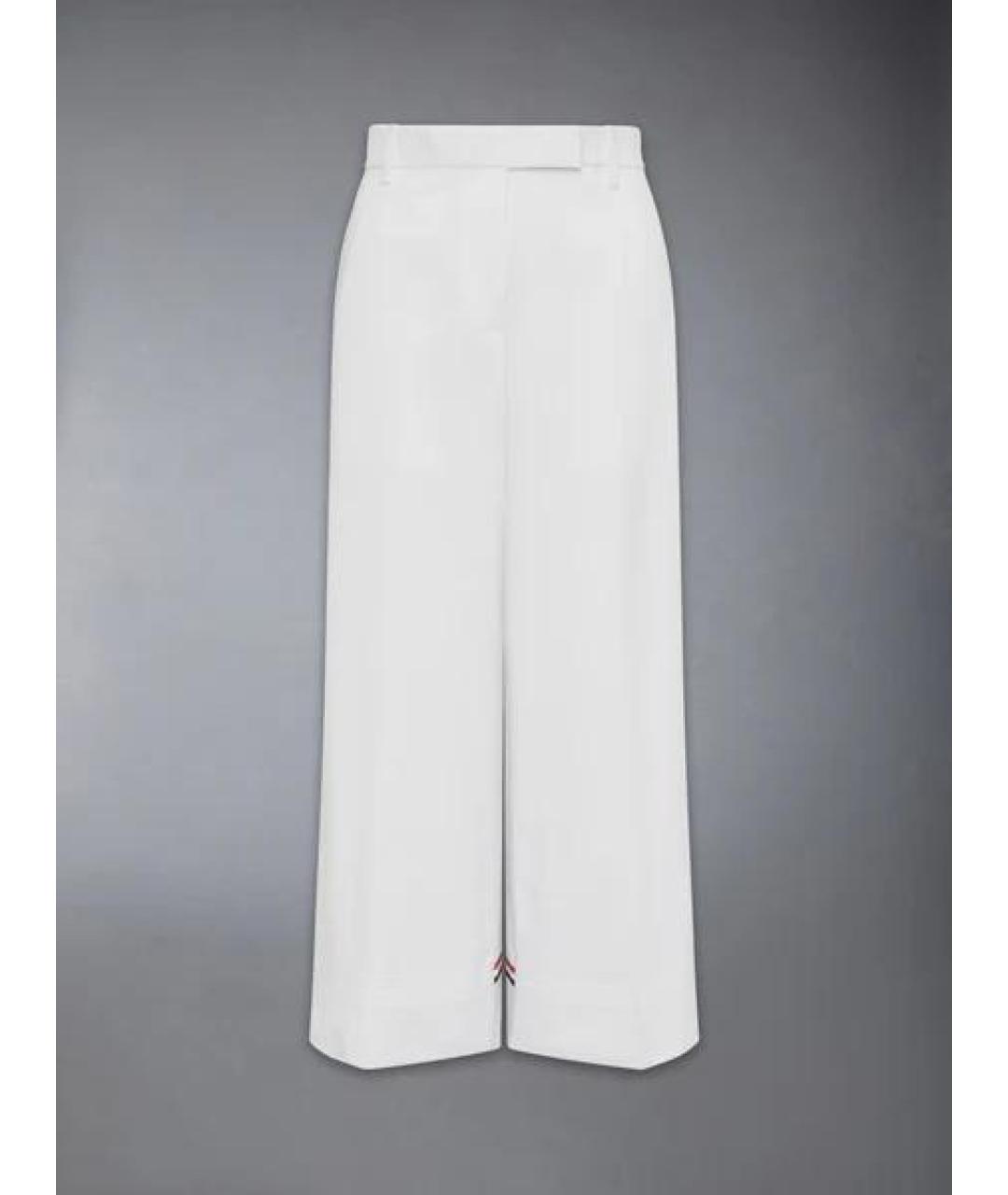 THOM BROWNE Белые хлопковые прямые брюки, фото 3