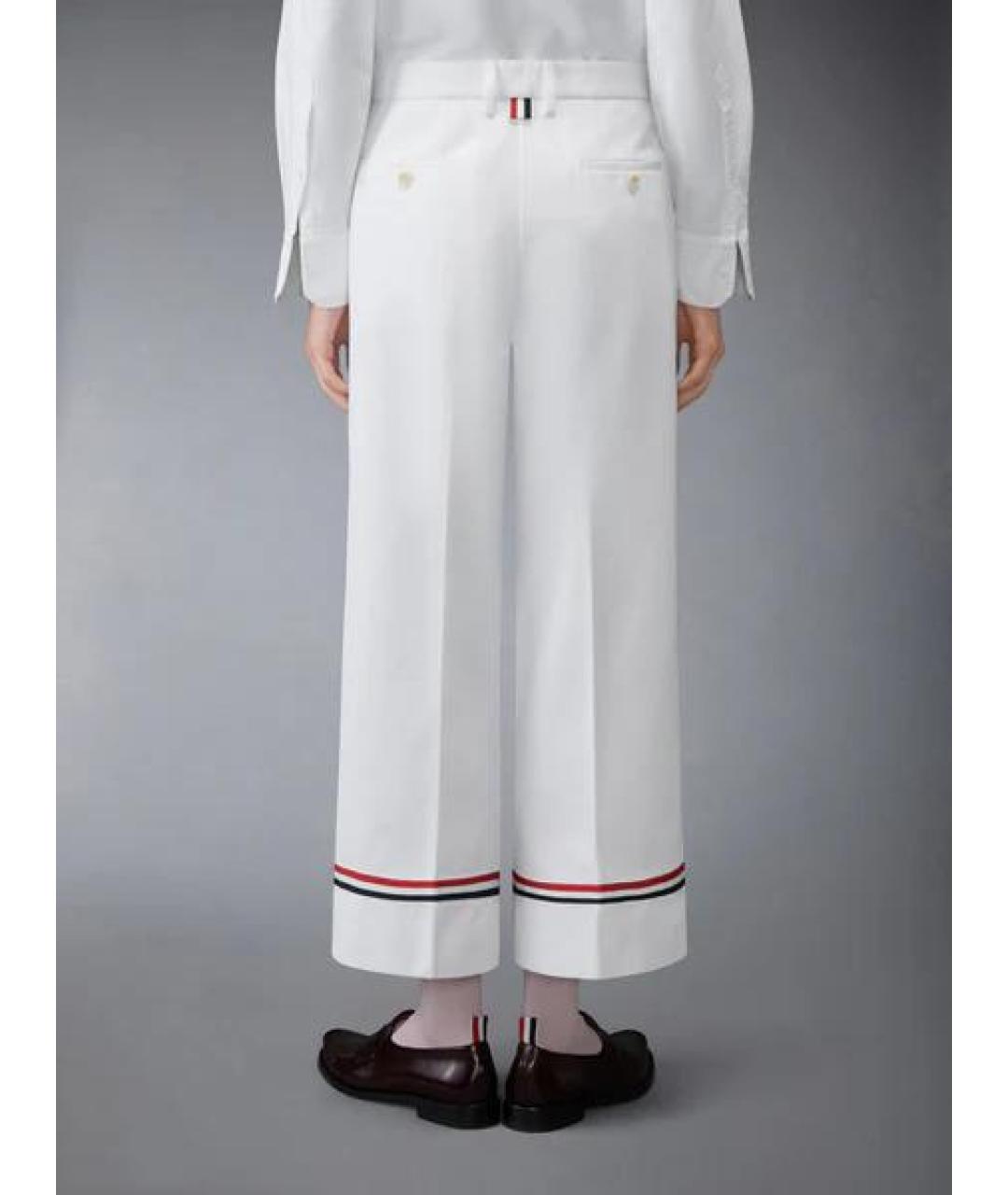 THOM BROWNE Белые хлопковые прямые брюки, фото 2