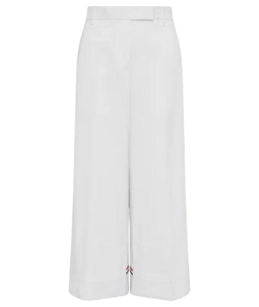 THOM BROWNE Белые хлопковые прямые брюки, фото 1