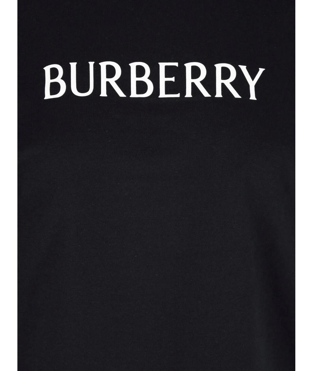 BURBERRY Черная хлопковая футболка, фото 3