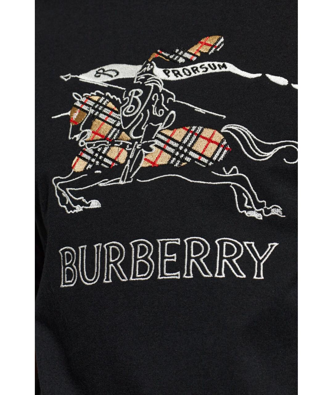 BURBERRY Черная хлопковая футболка, фото 2