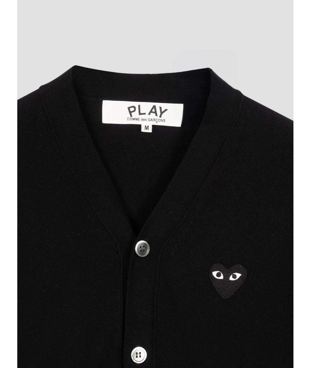 COMME DES GARÇONS PLAY Черный шерстяной кардиган, фото 3