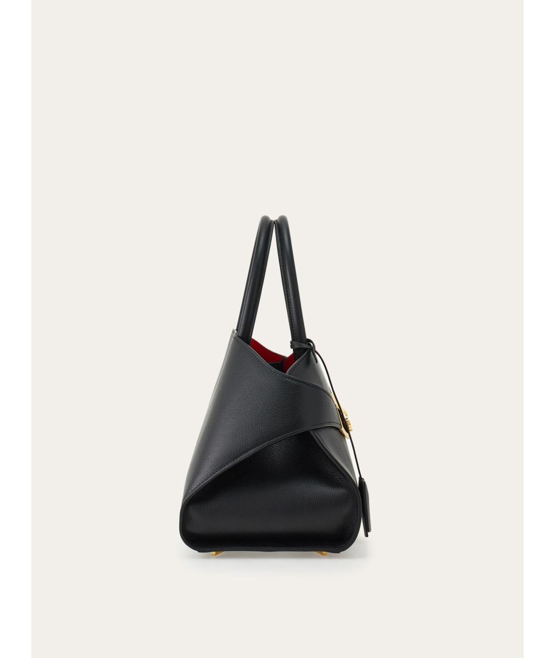 FERRAGAMO Черная кожаная сумка с короткими ручками, фото 3