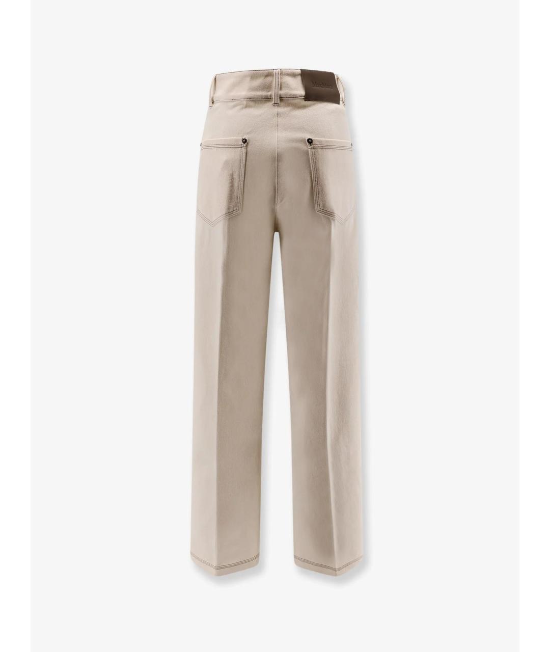 MAX MARA Белые хлопковые прямые брюки, фото 2