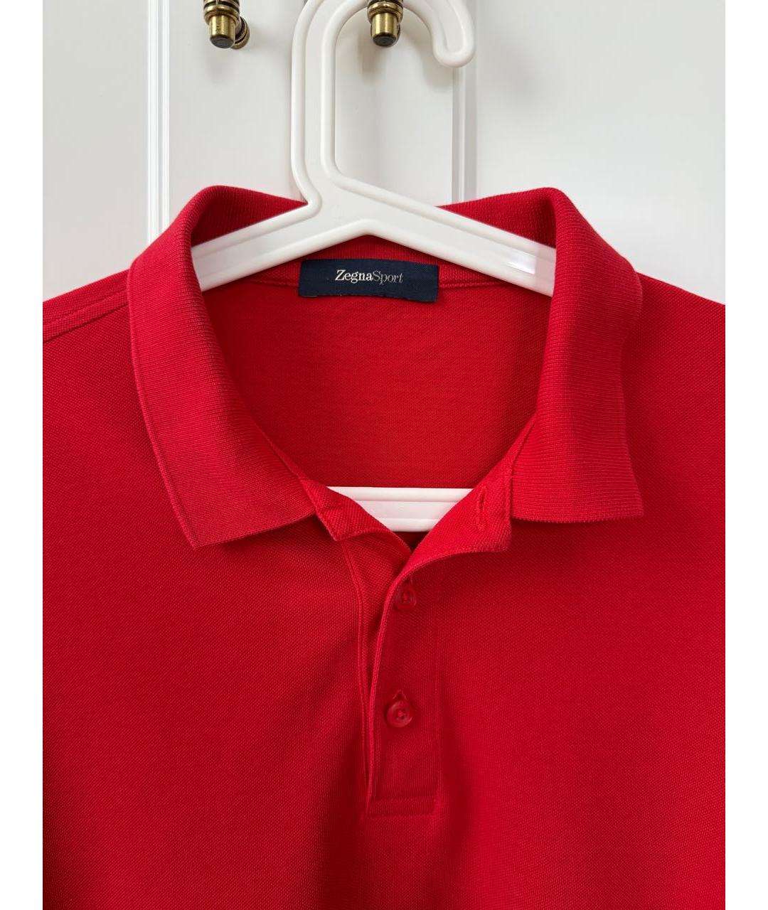 ZEGNA Красное хлопковое поло с коротким рукавом, фото 3