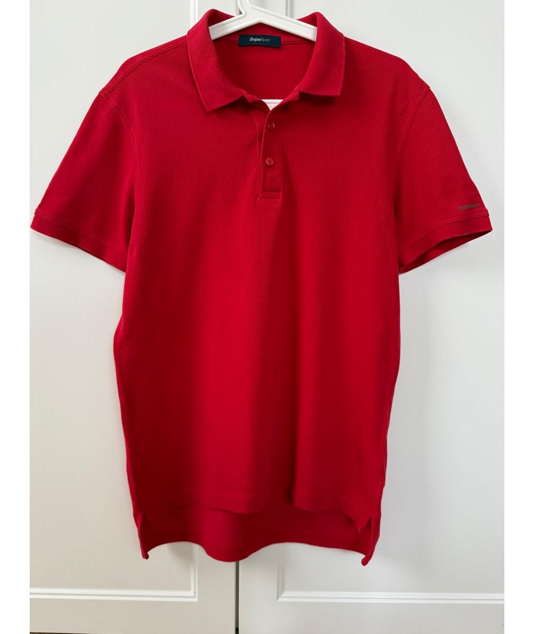 ZEGNA Красное хлопковое поло с коротким рукавом, фото 6