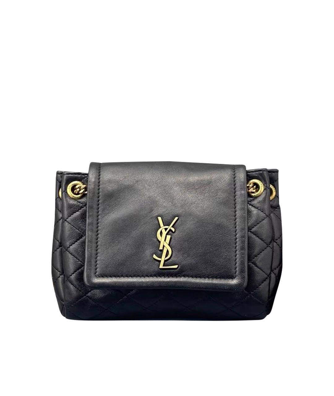 SAINT LAURENT Черная кожаная сумка через плечо, фото 1