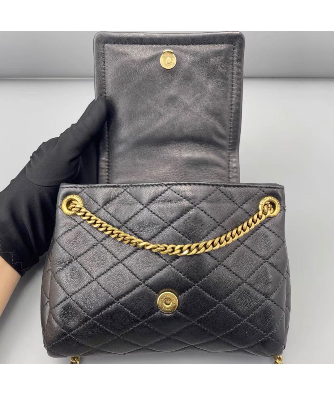 SAINT LAURENT Черная кожаная сумка через плечо, фото 7