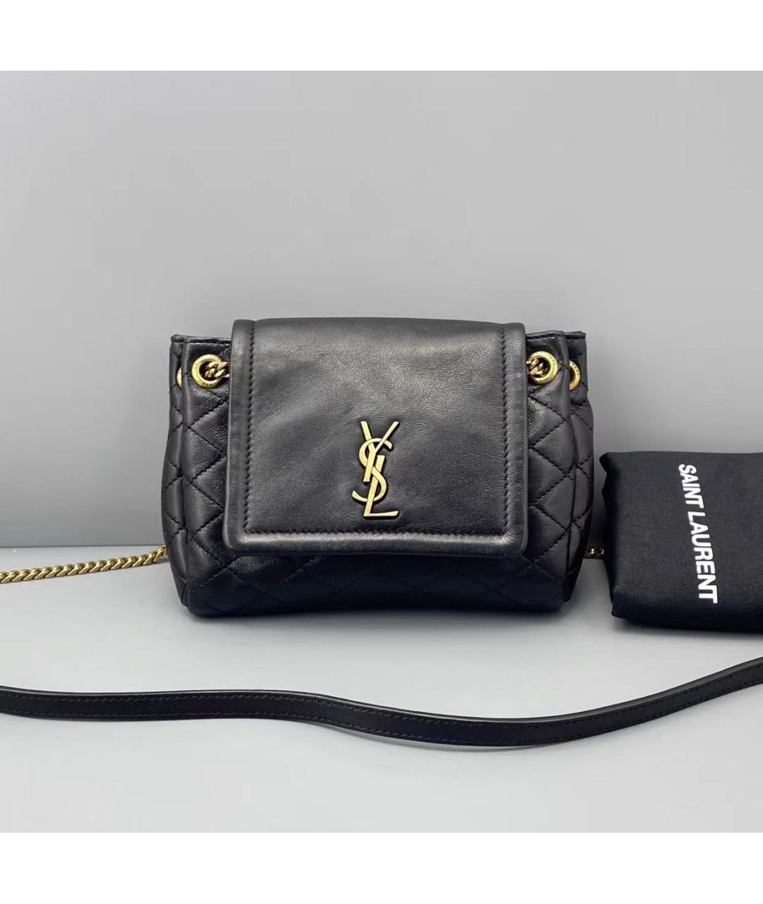 SAINT LAURENT Черная кожаная сумка через плечо, фото 8