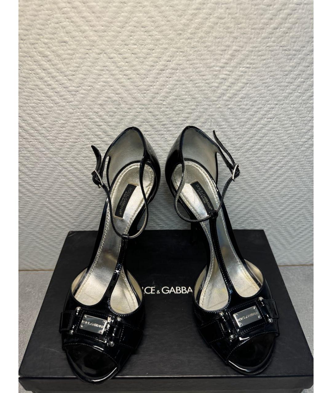 DOLCE&GABBANA Черные босоножки из лакированной кожи, фото 3