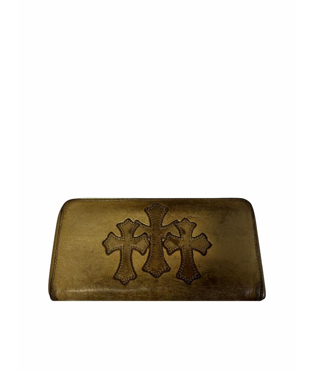 CHROME HEARTS Золотой кожаный кошелек, фото 1