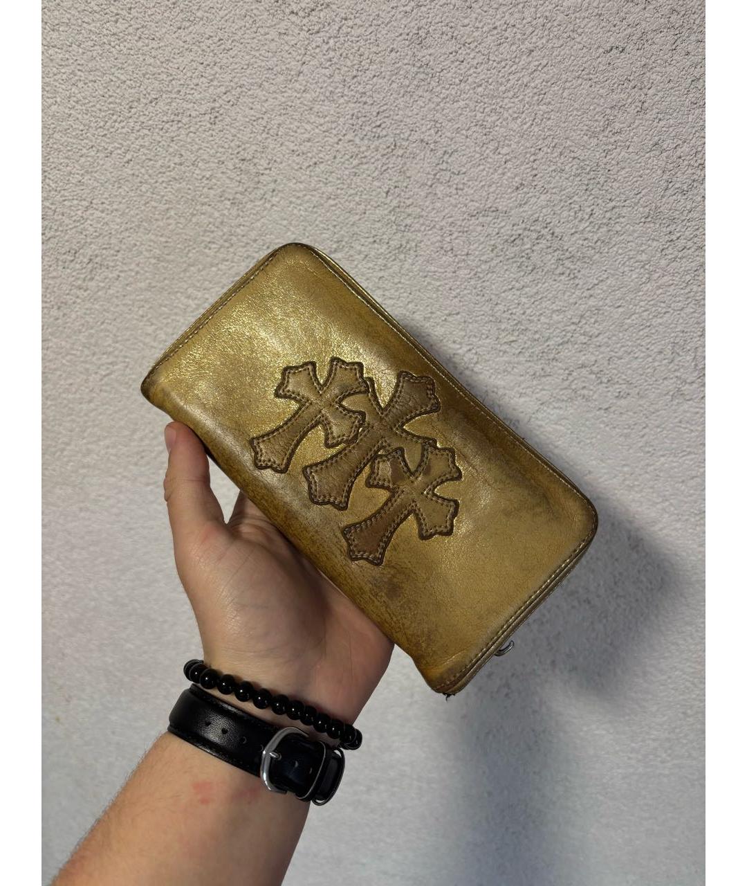 CHROME HEARTS Золотой кожаный кошелек, фото 2