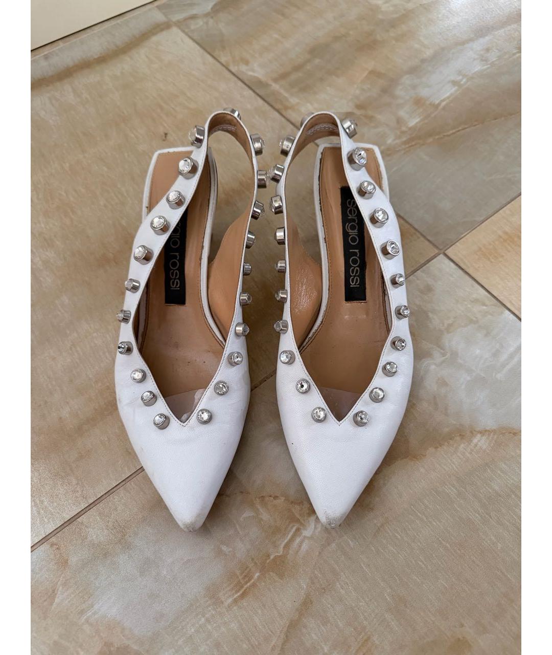SERGIO ROSSI Белые кожаные туфли, фото 2