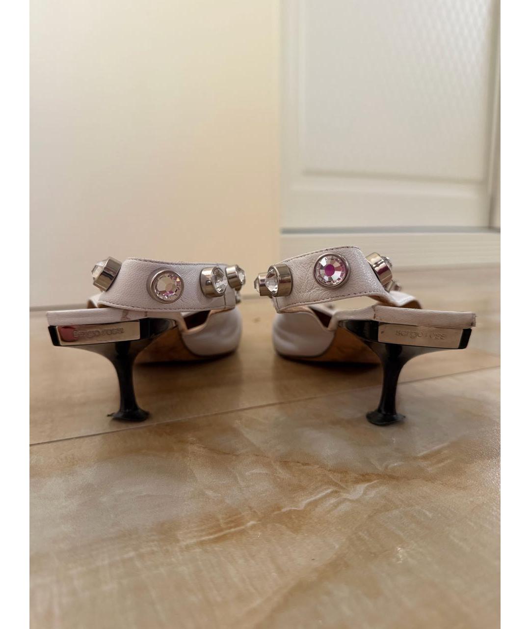 SERGIO ROSSI Белые кожаные туфли, фото 4