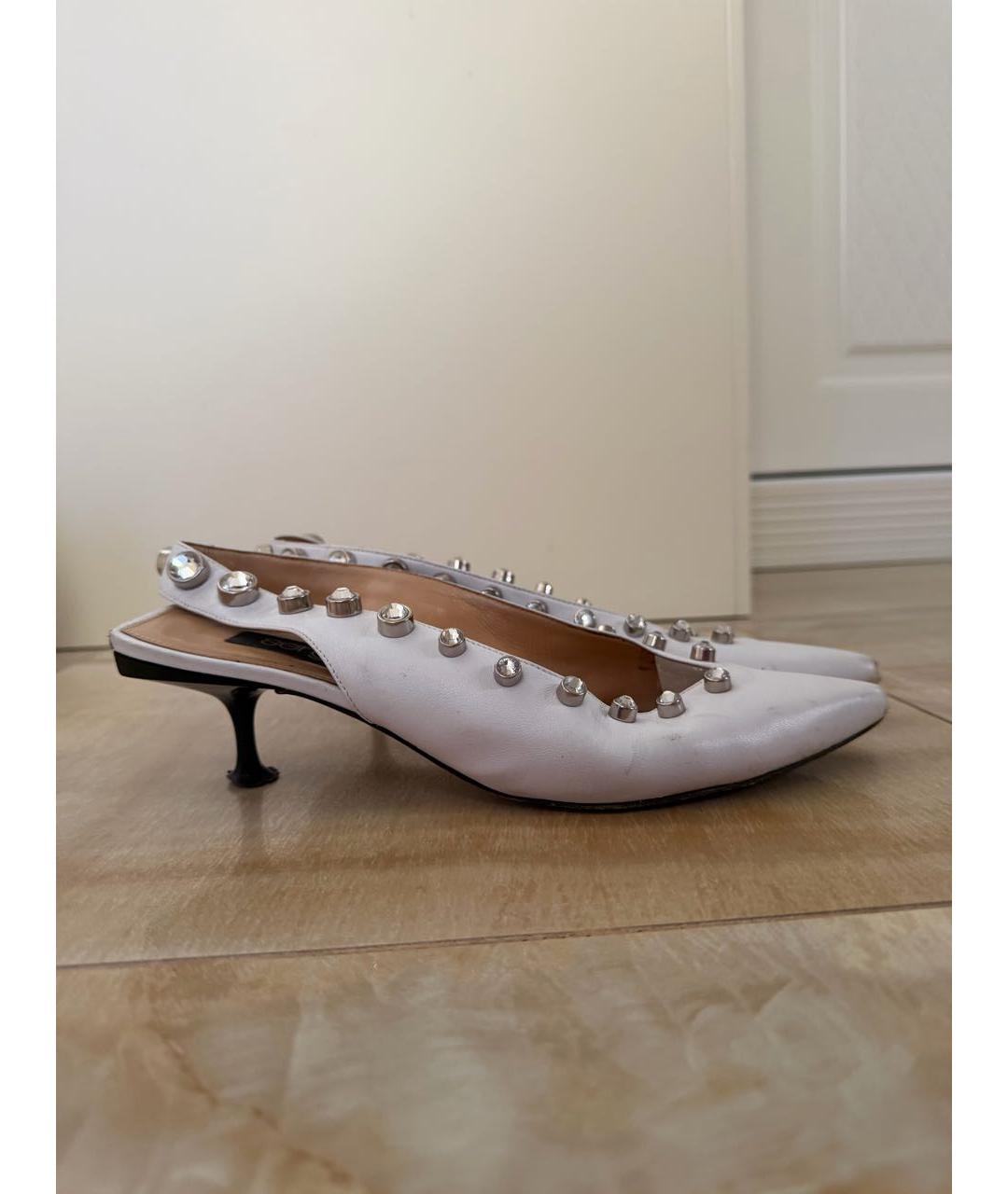 SERGIO ROSSI Белые кожаные туфли, фото 5