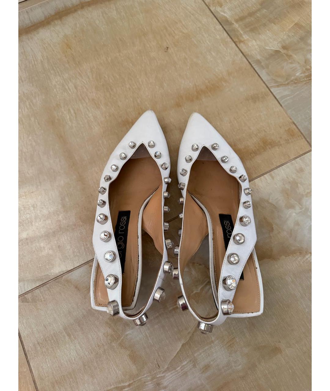 SERGIO ROSSI Белые кожаные туфли, фото 3