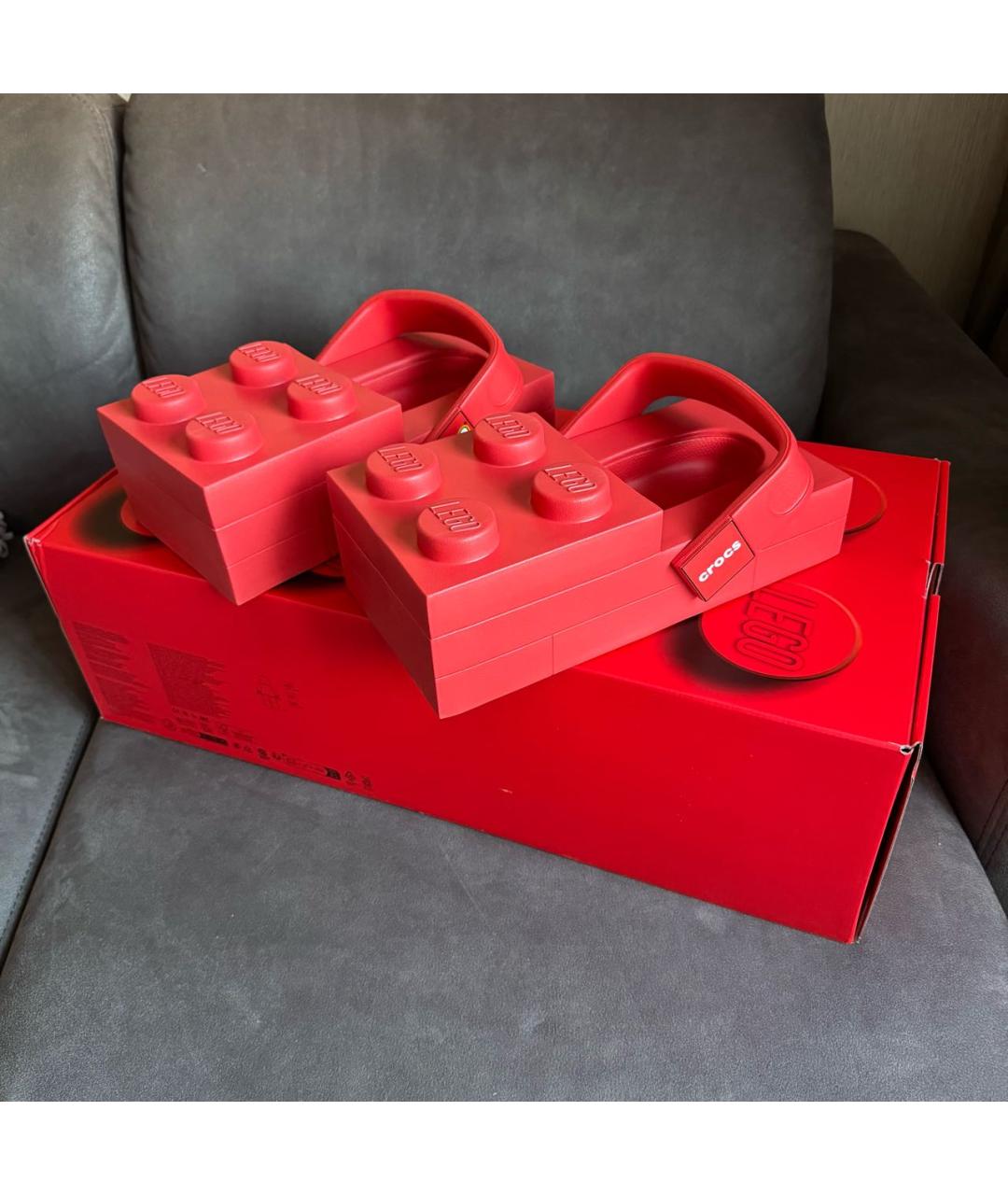 CROCS Красные резиновые шлепанцы, фото 5