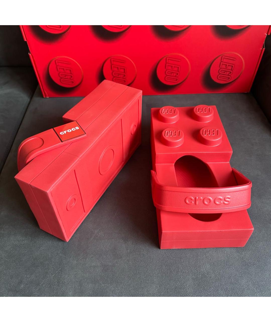 CROCS Красные резиновые шлепанцы, фото 3