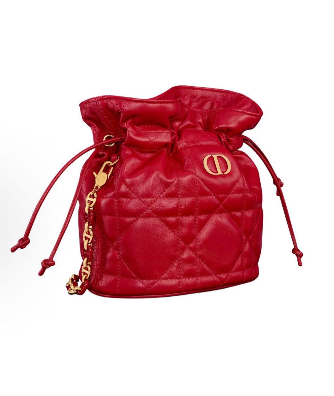 CHRISTIAN DIOR Красная кожаная сумка через плечо, фото 3