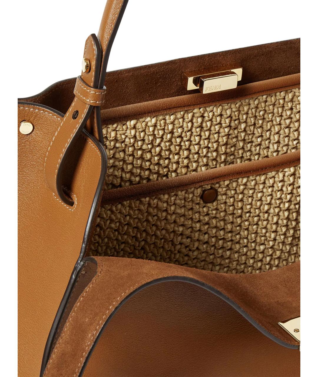 FENDI Коричневая кожаная сумка тоут, фото 3