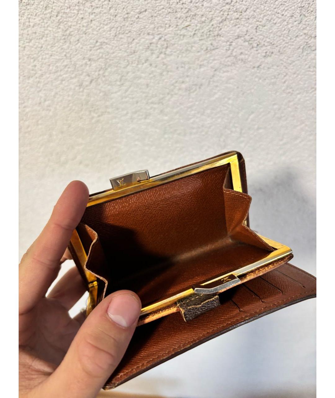 LOUIS VUITTON Коричневый кожаный кошелек, фото 4