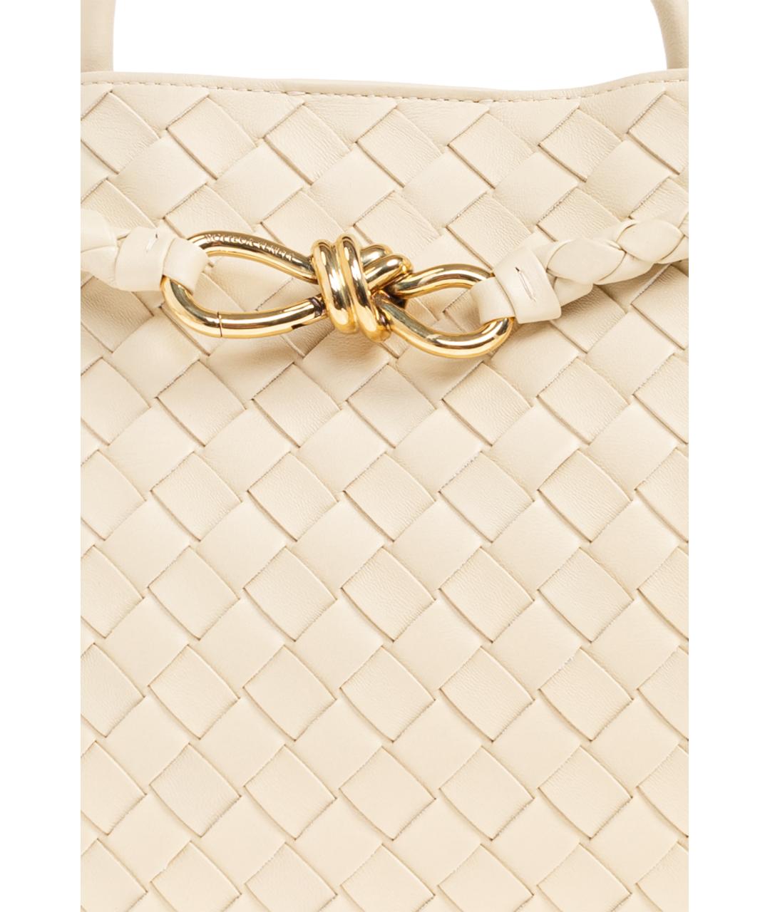 BOTTEGA VENETA Бежевая кожаная сумка с короткими ручками, фото 5