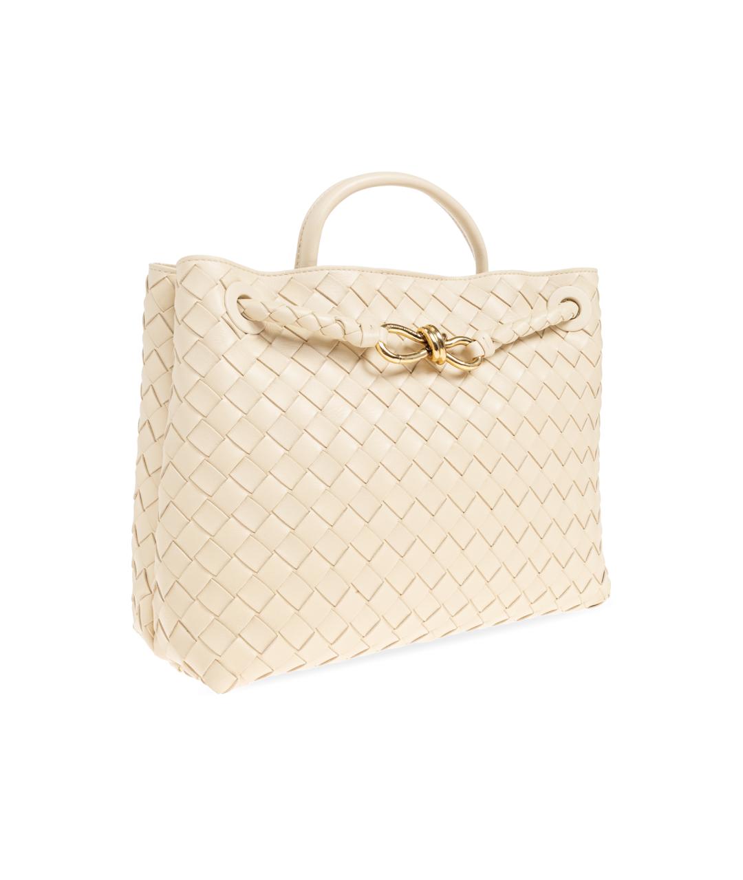 BOTTEGA VENETA Бежевая кожаная сумка с короткими ручками, фото 3
