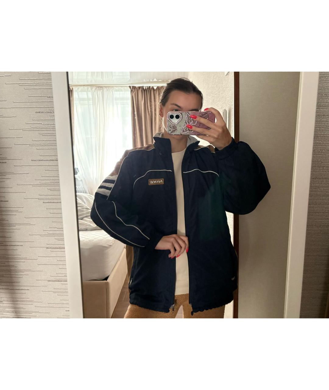 NIKE Темно-синяя полиэстеровая куртка, фото 4