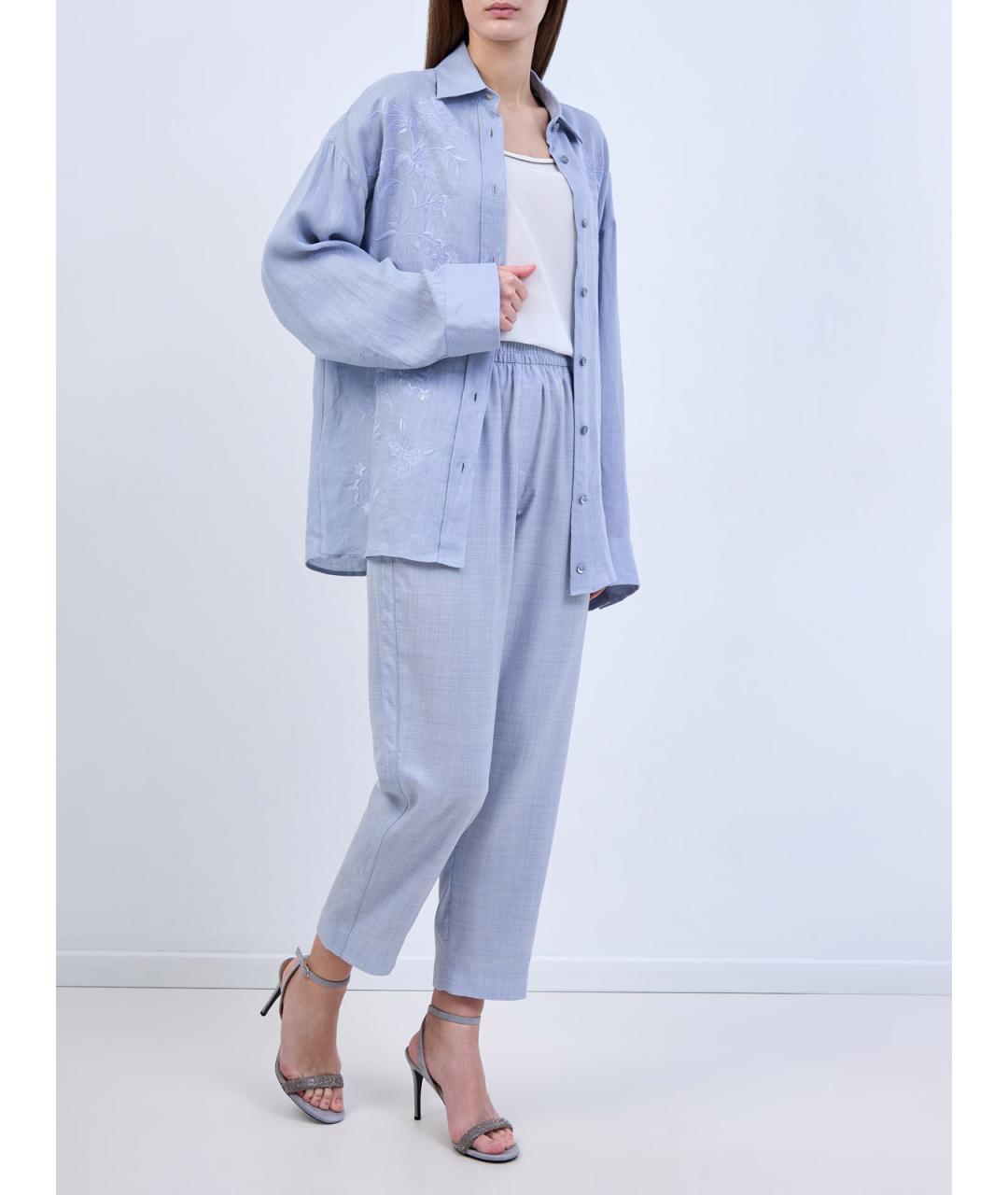 ELEVENTY Голубая льняная рубашка, фото 2