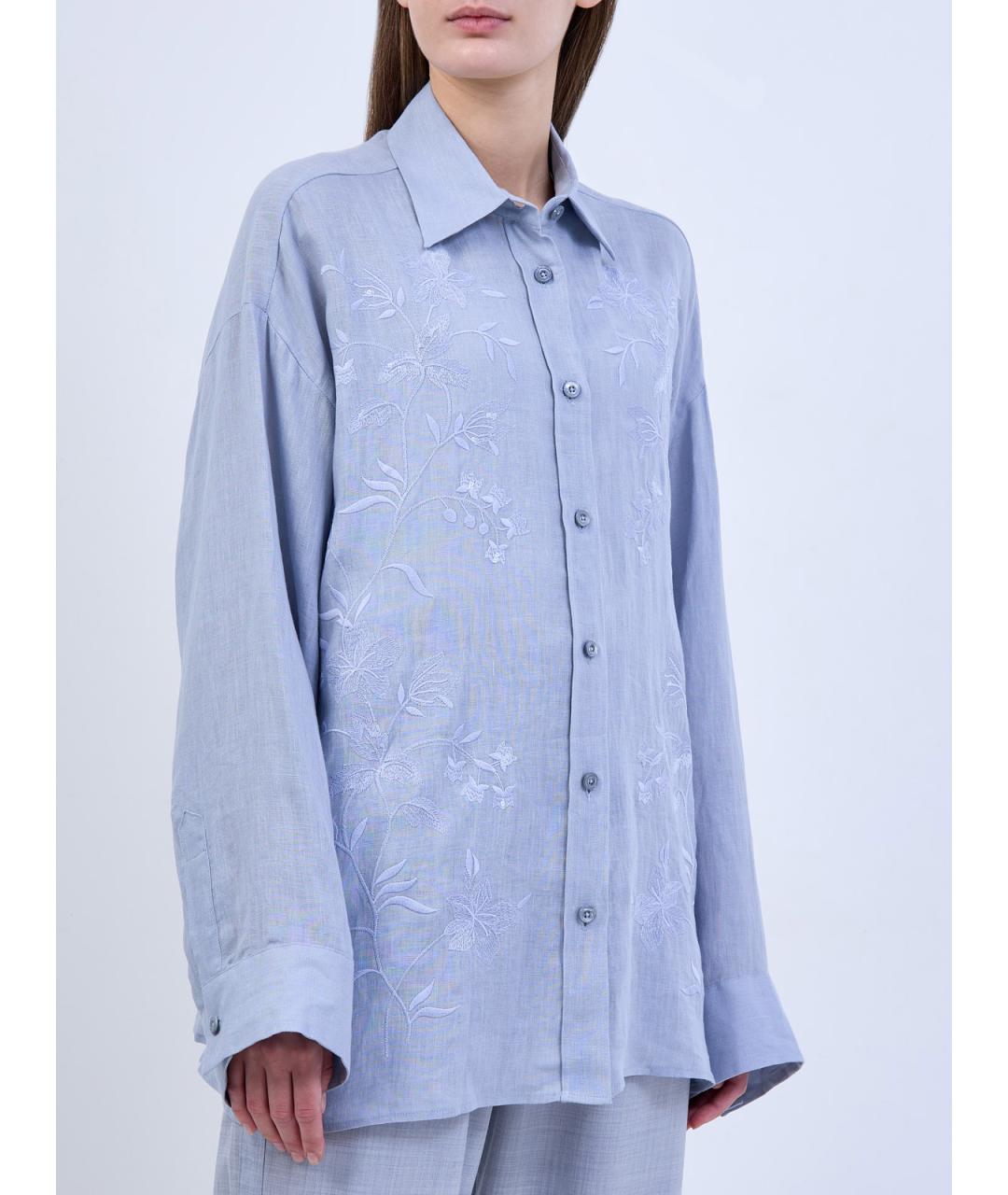 ELEVENTY Голубая льняная рубашка, фото 3