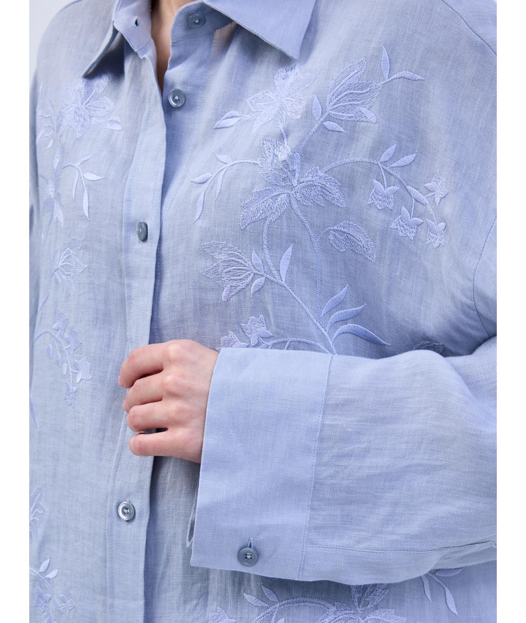 ELEVENTY Голубая льняная рубашка, фото 5