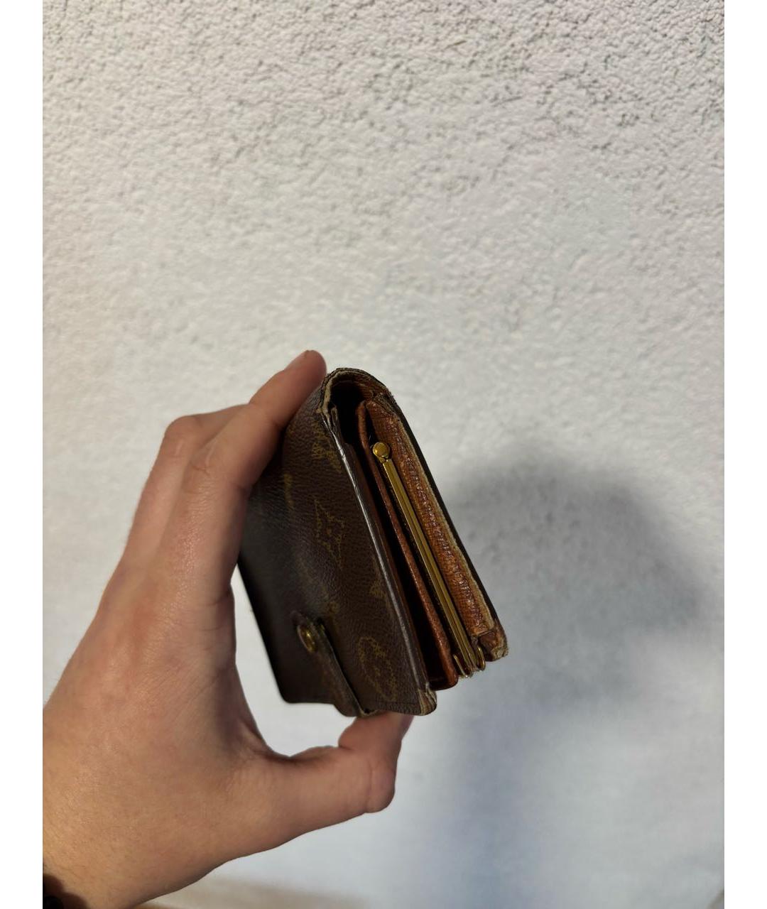 LOUIS VUITTON Коричневый кожаный кошелек, фото 6